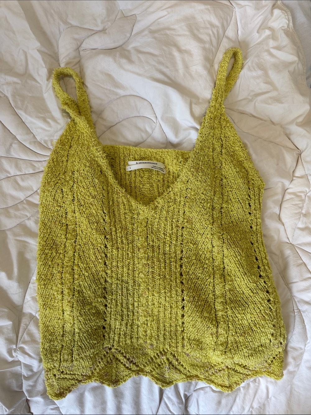 Anthropologie Cable Knit Tank Top Yellow Sweater Cami Size small
